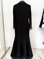 Black Embellished Tuxedo Maxi Dress H6464