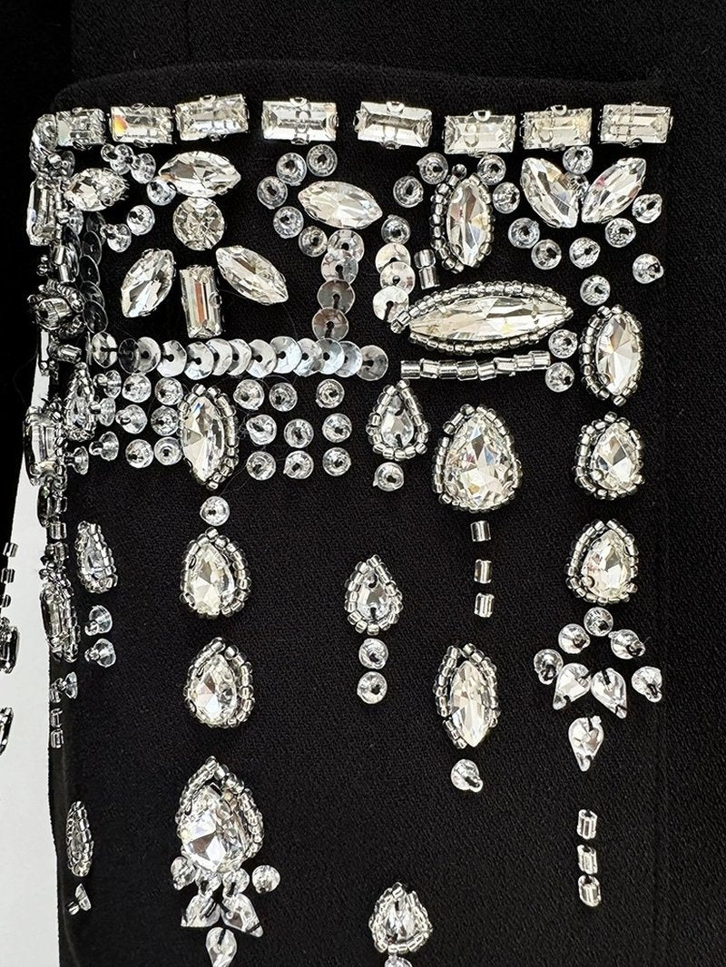 Black Embellished Tuxedo Maxi Dress H6464