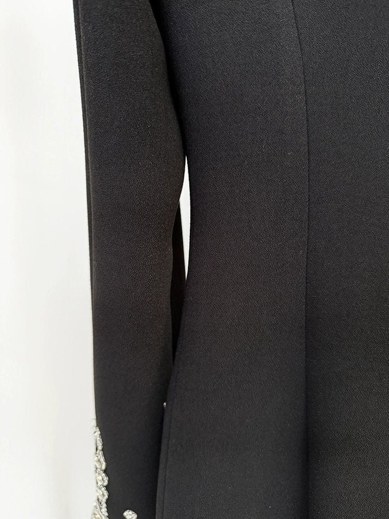 Black Embellished Tuxedo Maxi Dress H6464