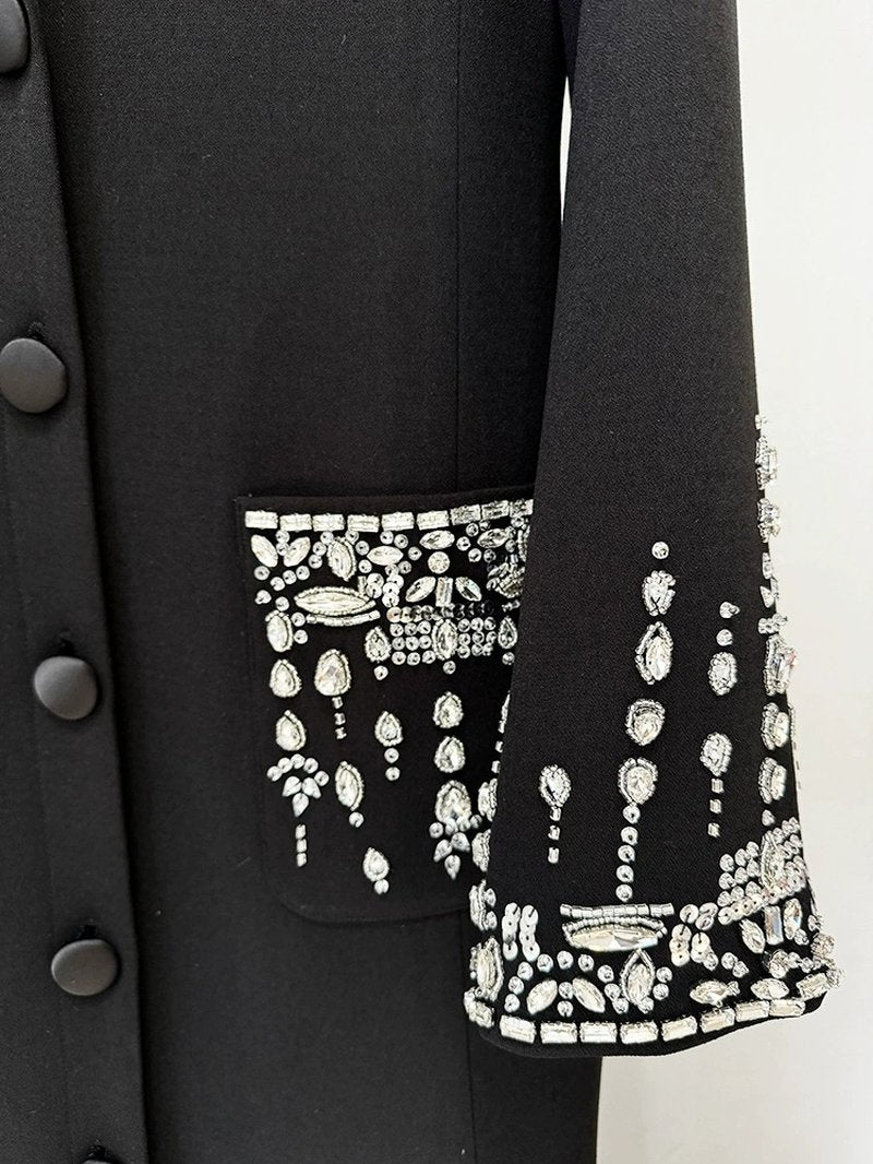 Black Embellished Tuxedo Maxi Dress H6464