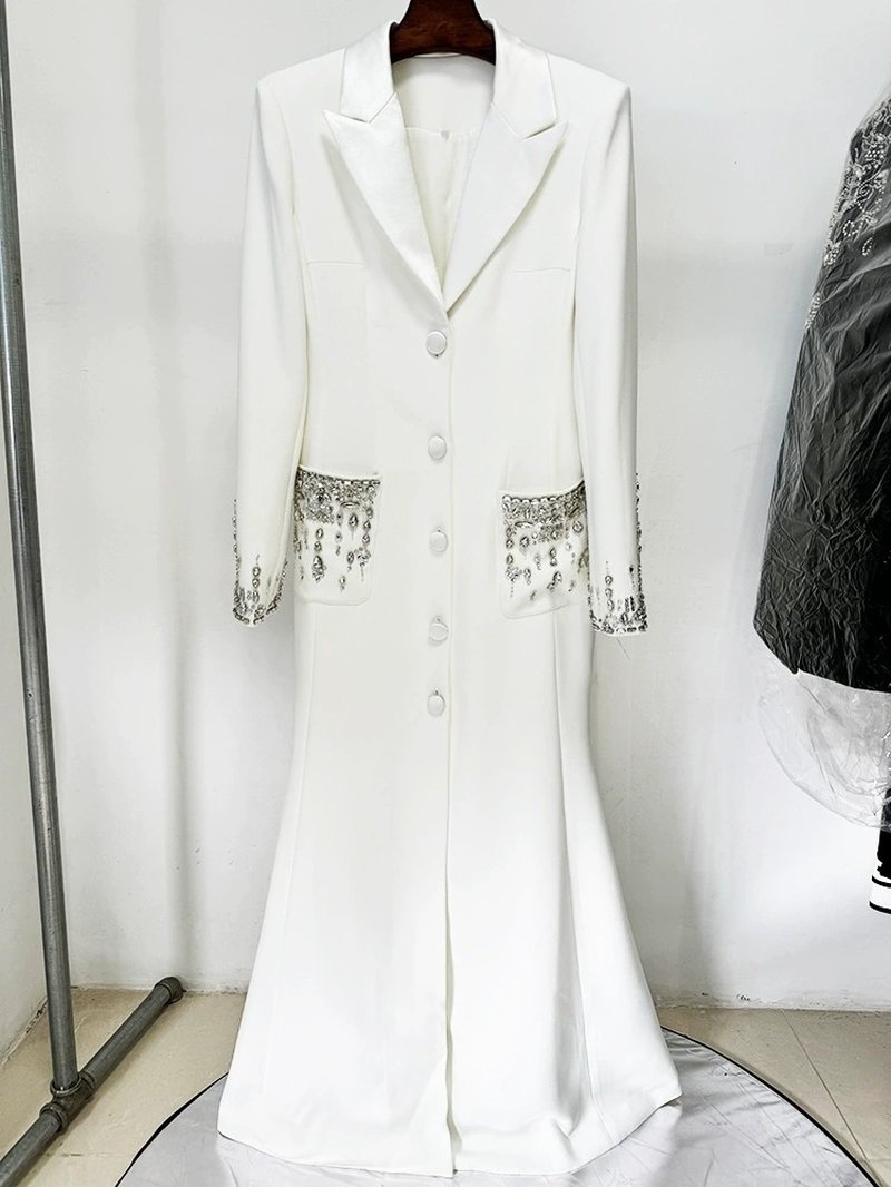 Black Embellished Tuxedo Maxi Dress H6464