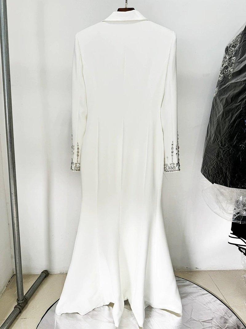Black Embellished Tuxedo Maxi Dress H6464