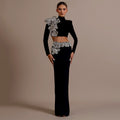 Black Embellished Two-Piece Gown H6454