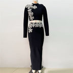Black Embellished Two-Piece Gown H6454