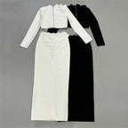Black Embellished Two-Piece Gown H6454