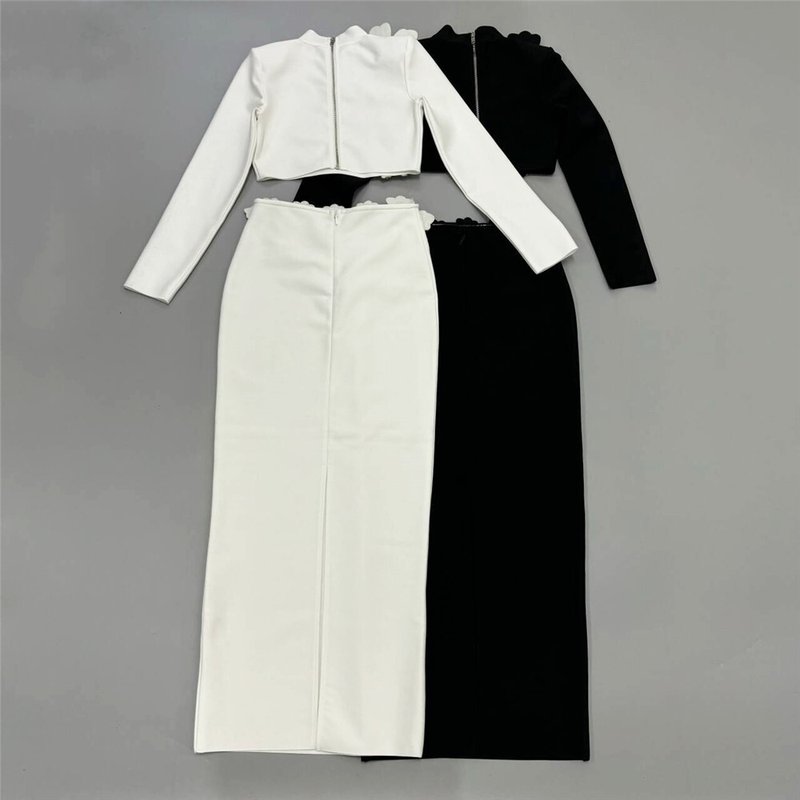 Black Embellished Two-Piece Gown H6454