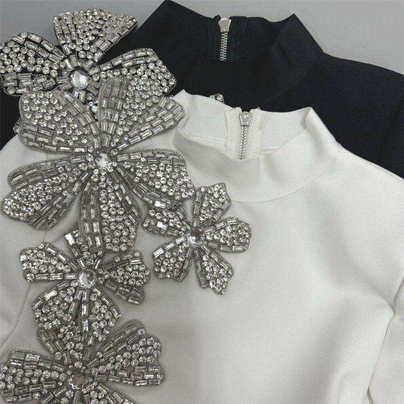 Black Embellished Two-Piece Gown H6454