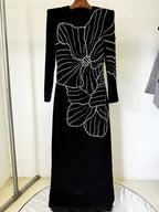 Black Embroidered Floral Maxi Dress H6587