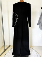 Black Embroidered Floral Maxi Dress H6587