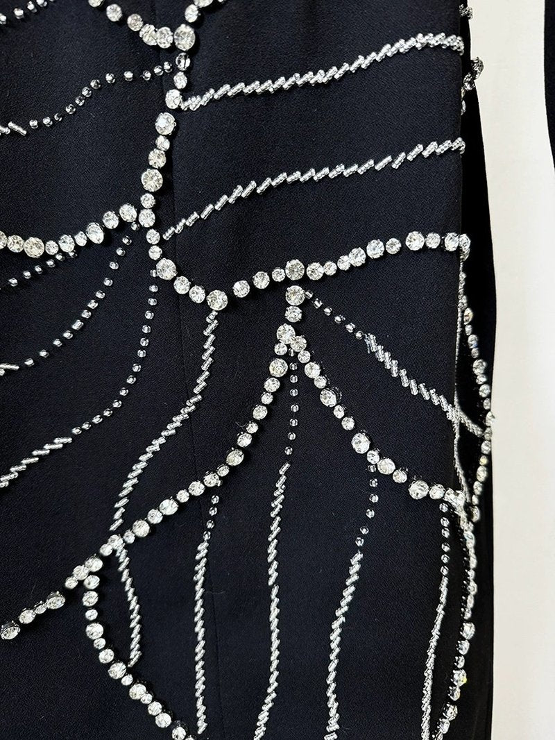 Black Embroidered Floral Maxi Dress H6587