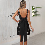 Black Embroidered Star Mini Dress H6869