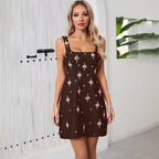 Black Embroidered Star Mini Dress H6869