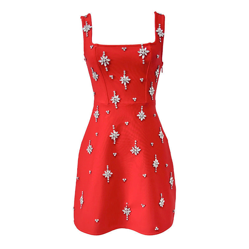 Black Embroidered Star Mini Dress H6869