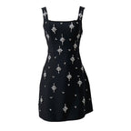 Black Embroidered Star Mini Dress H6869