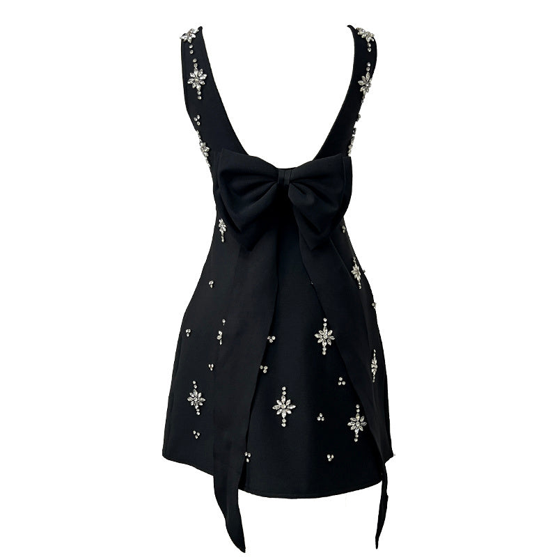 Black Embroidered Star Mini Dress H6869