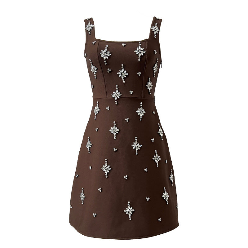 Black Embroidered Star Mini Dress H6869