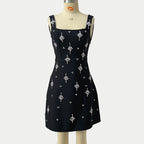 Black Embroidered Star Mini Dress H6869