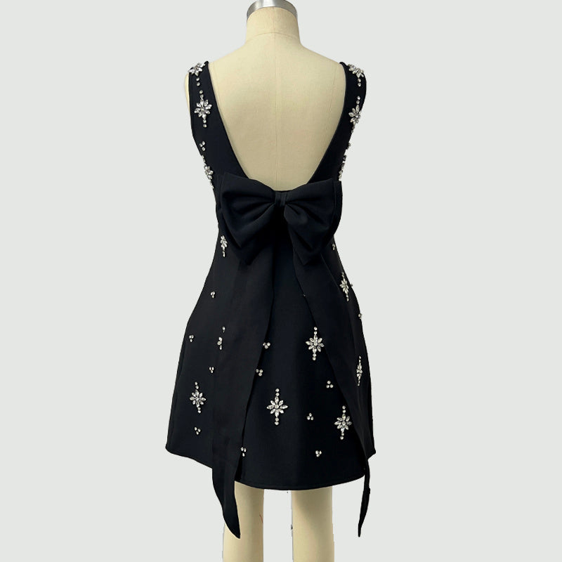 Black Embroidered Star Mini Dress H6869