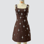 Black Embroidered Star Mini Dress H6869
