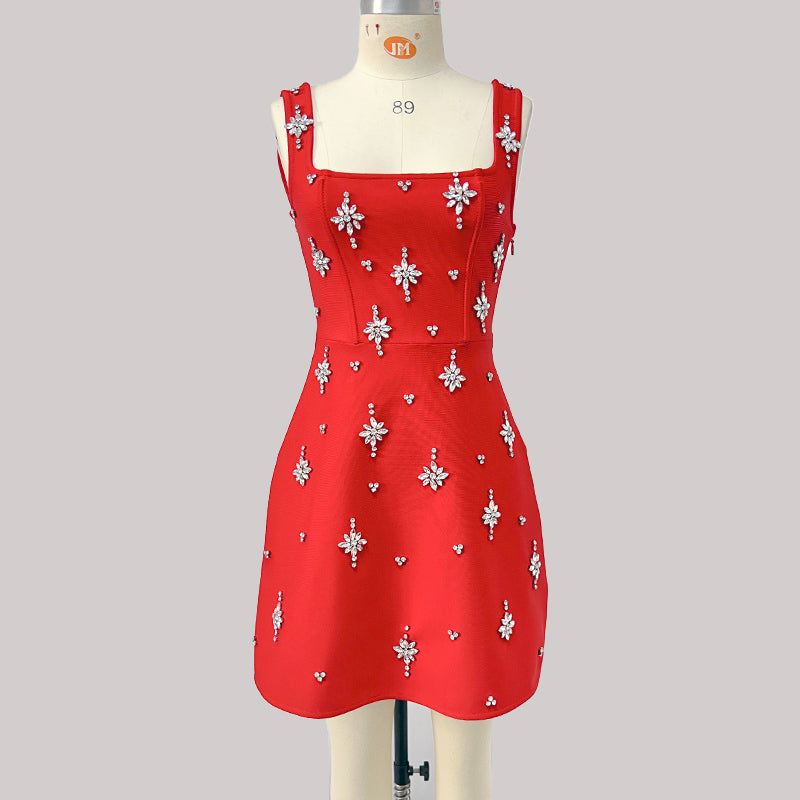 Black Embroidered Star Mini Dress H6869