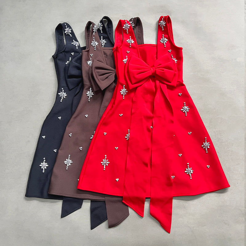 Black Embroidered Star Mini Dress H6869