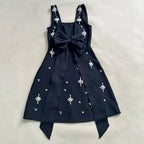 Black Embroidered Star Mini Dress H6869