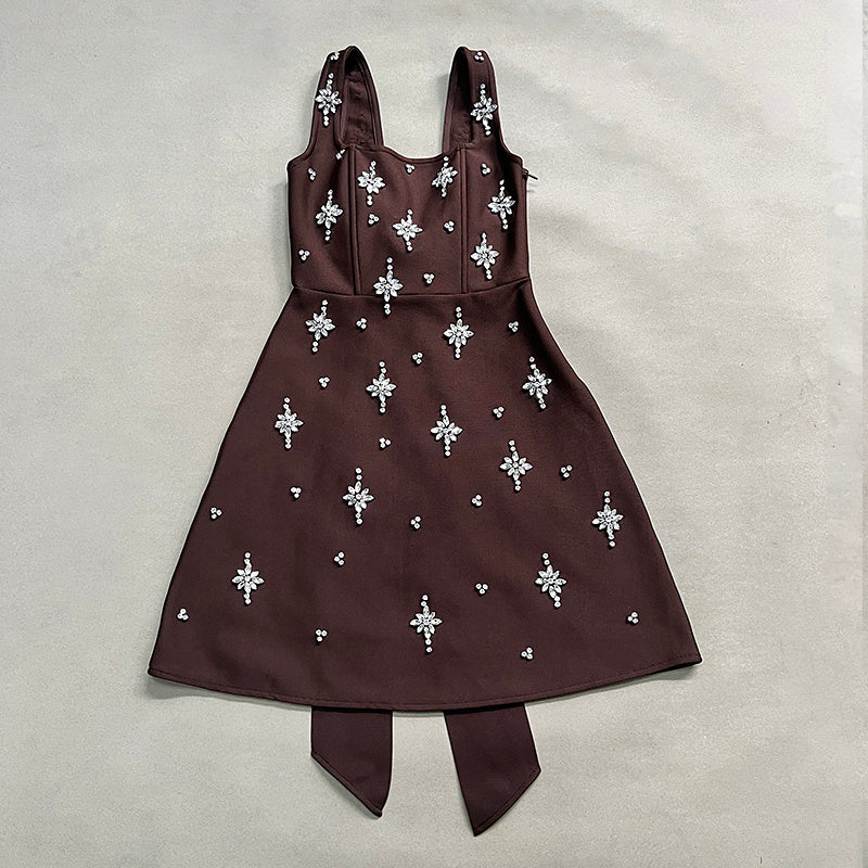 Black Embroidered Star Mini Dress H6869