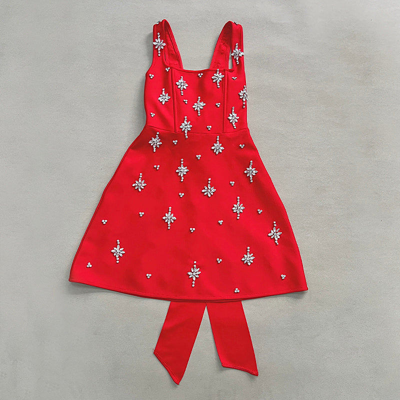 Black Embroidered Star Mini Dress H6869