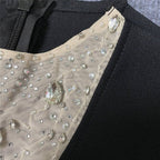 Black Feather Sleeve Embellished Bodycon Dress H6281