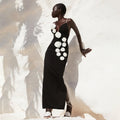 Black Floral Applique Midi Dress H6157
