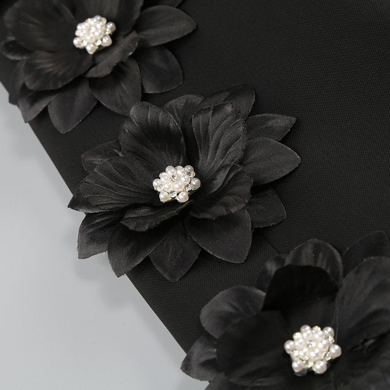 Black Floral Embellished Tuxedo Suit H6413