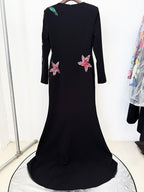 Black Floral Embroidered Mermaid Gown H7049