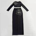 Black Floral Embroidered Two-Piece Set H6820