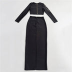 Black Floral Embroidered Two-Piece Set H6820