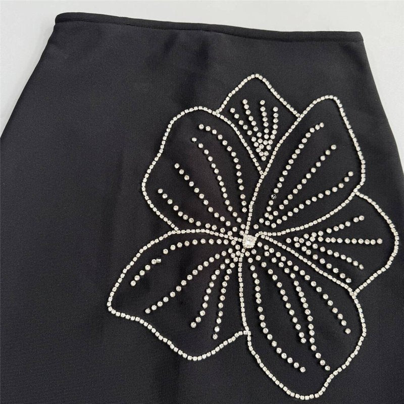 Black Floral Embroidered Two-Piece Set H6820