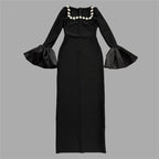 Black Floral Neckline Mermaid Gown H6651
