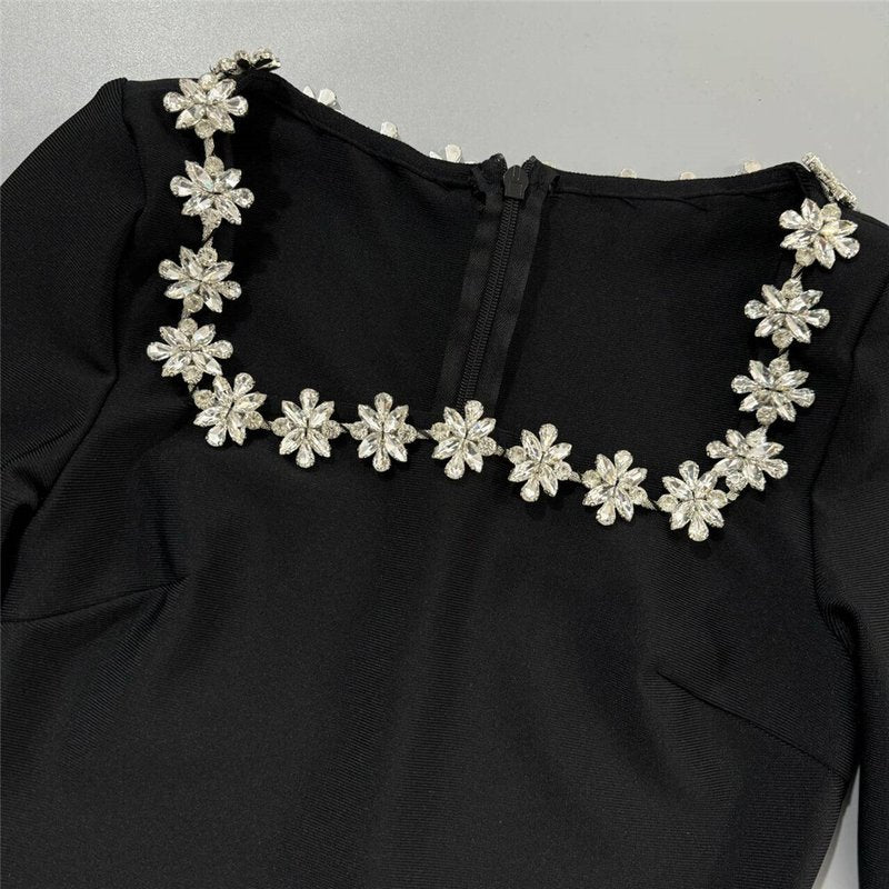 Black Floral Neckline Mermaid Gown H6651