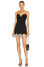 Black Fringe Hem Mini Dress H3644