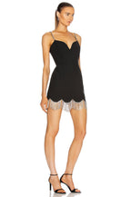 Black Fringe Hem Mini Dress H3644
