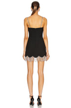Black Fringe Hem Mini Dress H3644