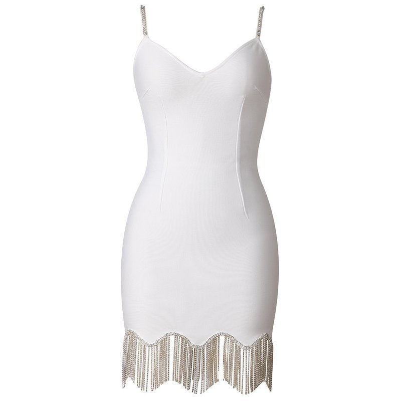 Black Fringe Hem Mini Dress H3644