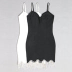 Black Fringe Hem Mini Dress H3644