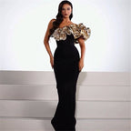 Black Gold Rose Embellished Midi Dress H6322