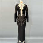 Black Gold Sequin Mermaid Gown H6755