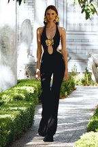 Black Halter Cutout Maxi Dress H6445