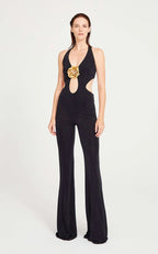 Black Halter Cutout Maxi Dress H6445
