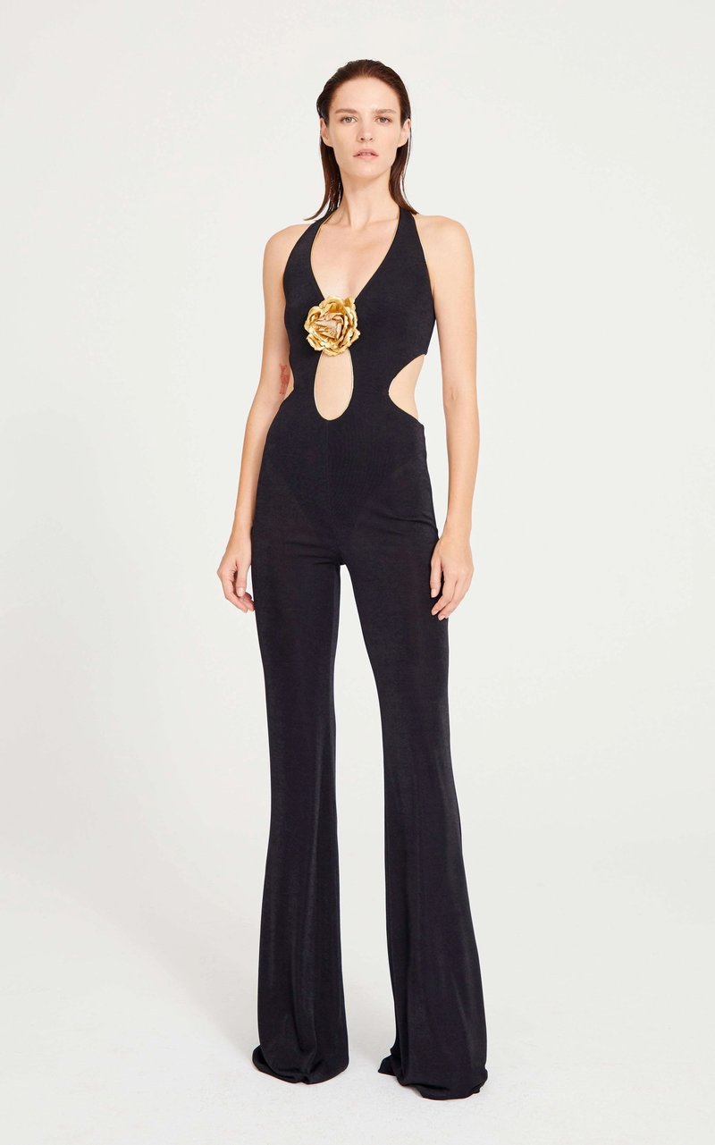 Black Halter Cutout Maxi Dress H6445