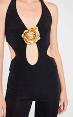 Black Halter Cutout Maxi Dress H6445