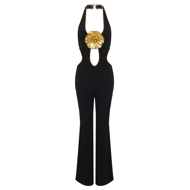 Black Halter Cutout Maxi Dress H6445