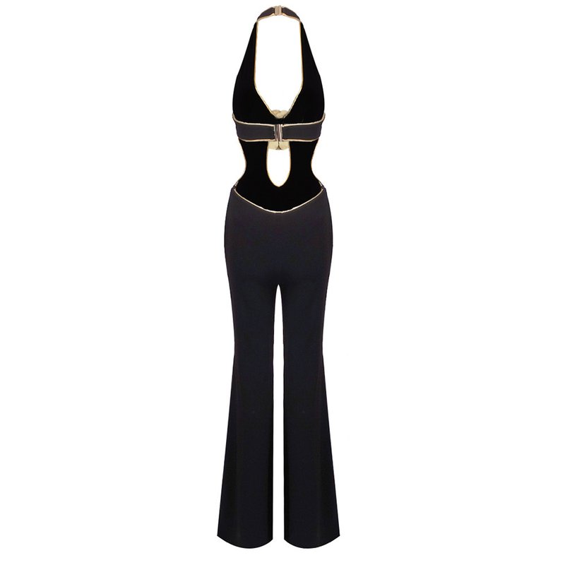 Black Halter Cutout Maxi Dress H6445